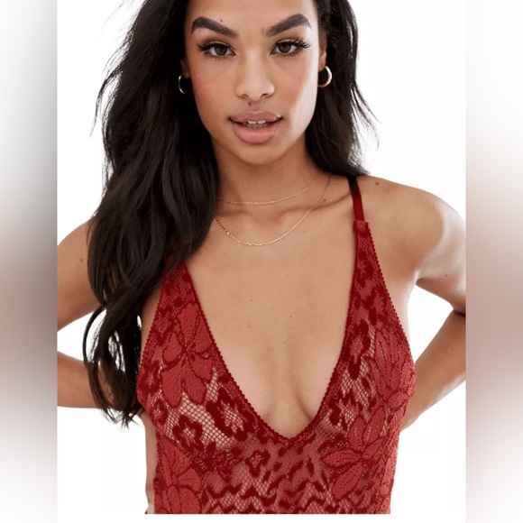 Free people Live It Up Lace Bodysuit in Rust Red, XS - Picture 3 of 5